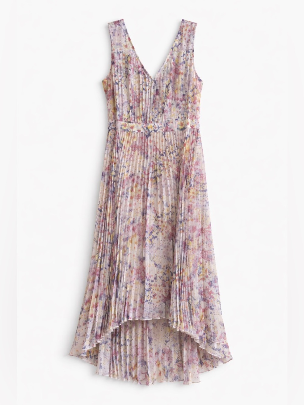 Plenty by Tracy Reese Floral Pleated High-Low Midi Dress V-Neck Size 6